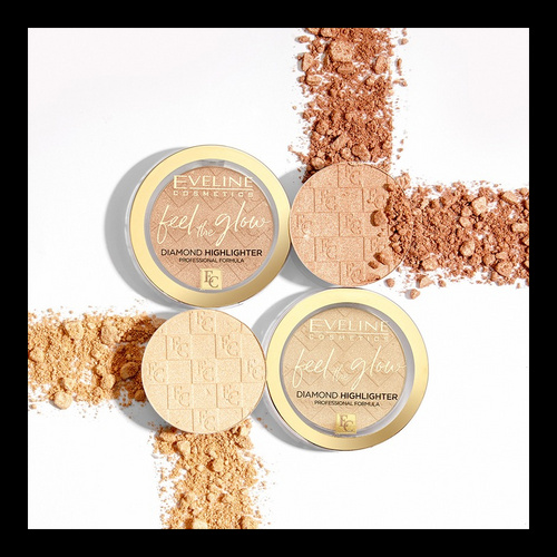 Eveline Feel the Glow Vegan Velvet Face Diamond Highlighter in Stone 02 Beach Glow 5g