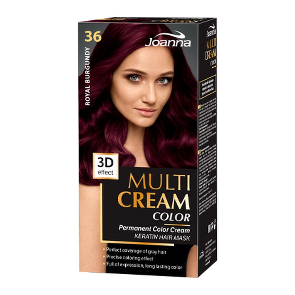 Joanna Multi Cream Color Farba do Włosów z Efektem 3D z Długotrwałym Efektem Nr 36 Królewski Burgund 1 Sztuka
