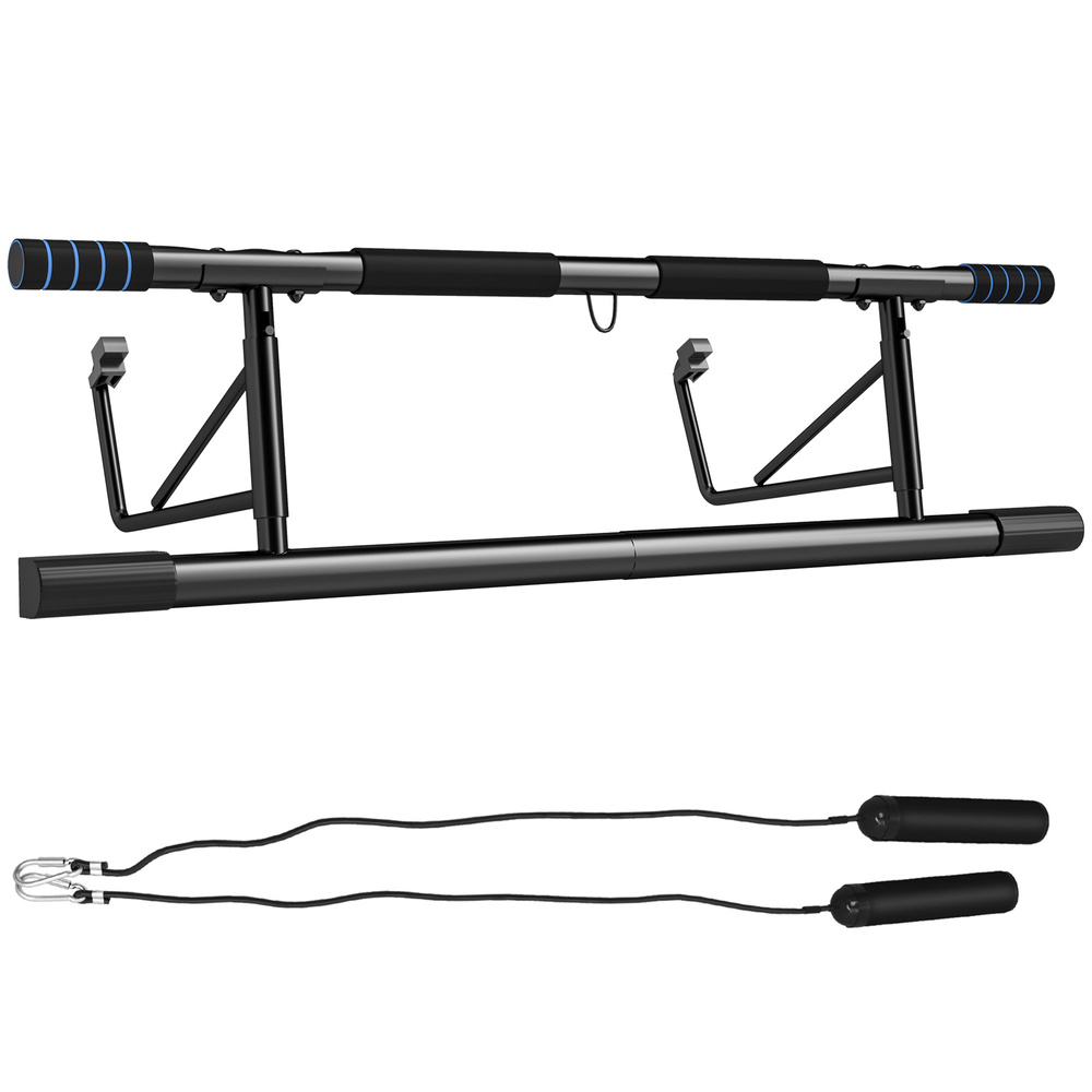 SPORTNOW Pull-Up Bar, No-Drilling Chin-Up Bar, Push-Up Stand with Resistance Bands, Padded Handles for Home Gym Exercise