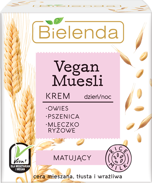 Bielenda Vegan MuesIi Matting Cream Wheat Oats Rice Milk 50ml