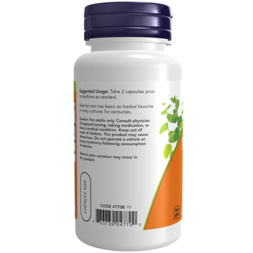 Now Foods Valerian Root 500mg Kozłek Lekarski Waleriana Relaks i Wyciszenie 250 Kapsułek