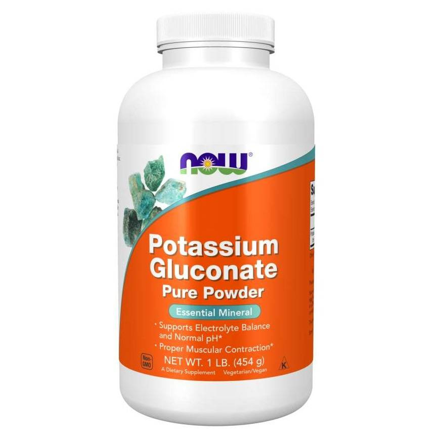 Now Foods Potassium Gluconate Pure Powder Wspiera Prawidłowe Skurcze Mięśni 454g