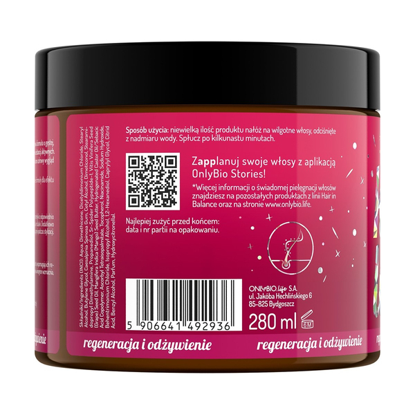 OnlyBio Hair in Balance Kolor Maska - Kuracja Odbudowująca 280ml