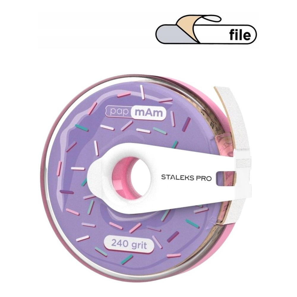 Staleks Pro Expert Disposable White Abrasive Tape in Plastic Case  240 Grit  AT-240w 7m