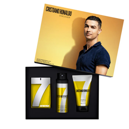 Cristiano Ronaldo CR7 Discover Gift Set 100ml EDT + 150ml Shower Gel + 150ml Body Spray Zestaw Upominkowy dla Mężczyzn 1 Sztuka