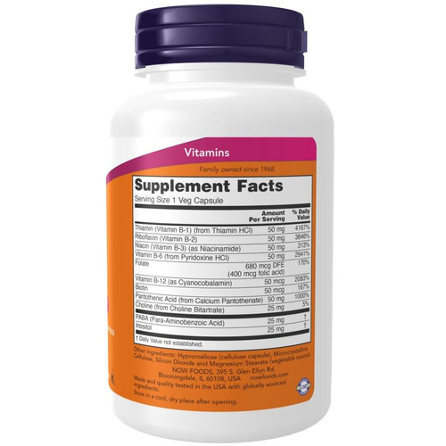 Now Foods Vitamin B-50 Wspiera Układ Nerwowy 100 Kapsułek