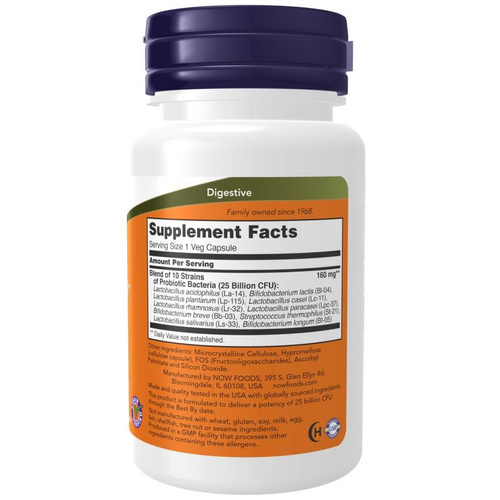 Now Foods Probiotic-10 25 Billion Bakterie Probiotyczne na Wsparcie Trawienia i Odporność 50 Kapsułek