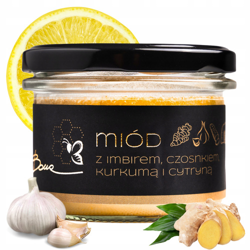 Bona Miód z Imbirem Cytryną Kurkumą Czosnkiem Naturalny Pyszny Smak 245g