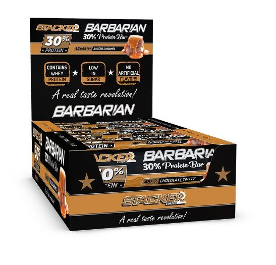 Stacker2 Europe Barbarian 30% Protein Bar, Chocolate Toffee - 12 x 45g