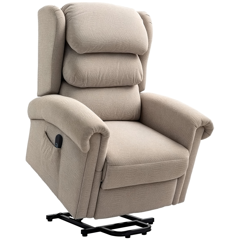 HOMCOM Velvet-Feel Electric Riser Recliner Chair - Khaki