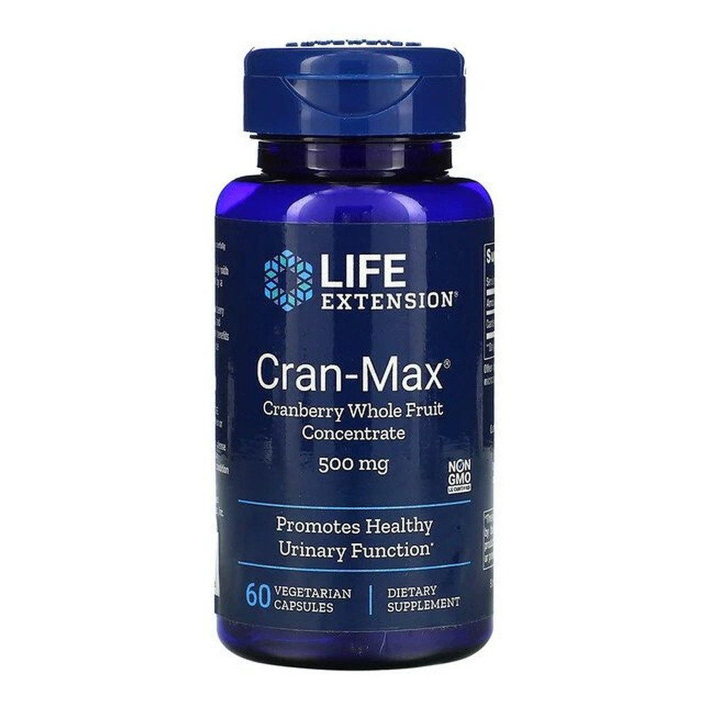 Life Extension Cran-Max Koncentrat z Całych Owoców Żurawiny na Zdrowie Układu Moczowego 500mg 60 Kapsułek