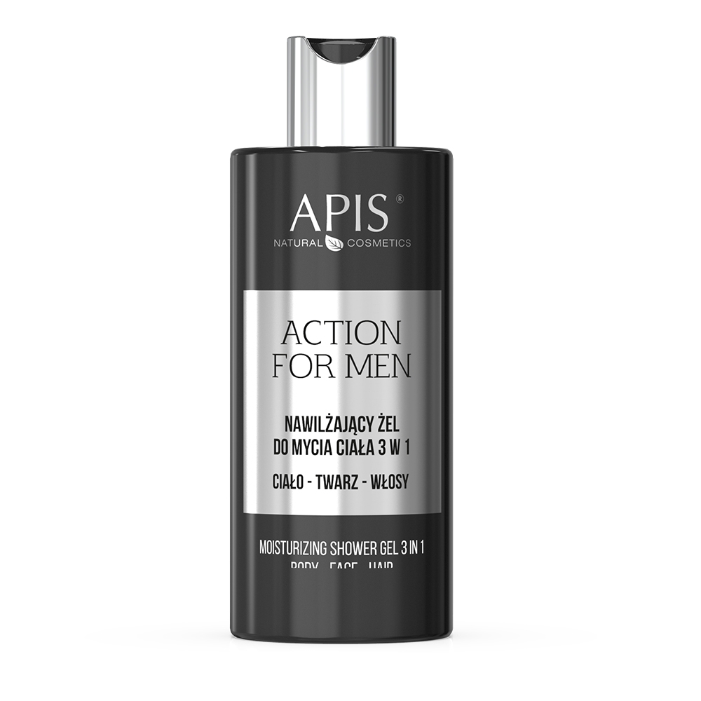 Apis Action for Men Nawilżający Żel do Mycia Ciała Twarzy i Włosów 3w1 300ml