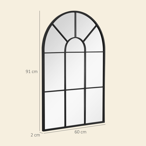 HOMCOM 90 X 61cm Arched Grid Mirror - White