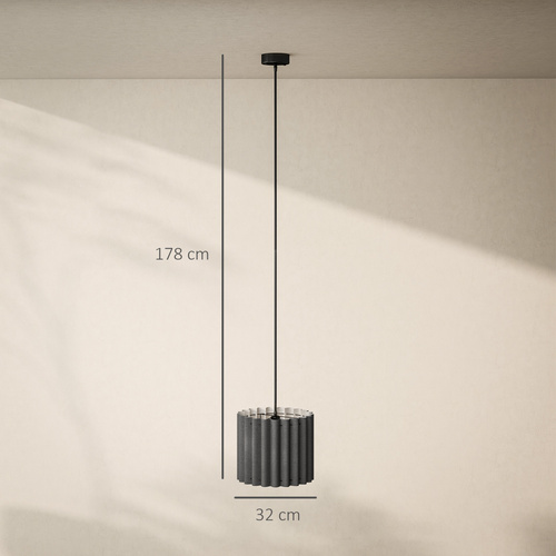 HOMCOM Linen Pendant Light, Bedside Ceiling Lamps with E27 Bulb, Modern Hanging Lights for Living Room, Bedroom, Kitchen, Hallway, Black