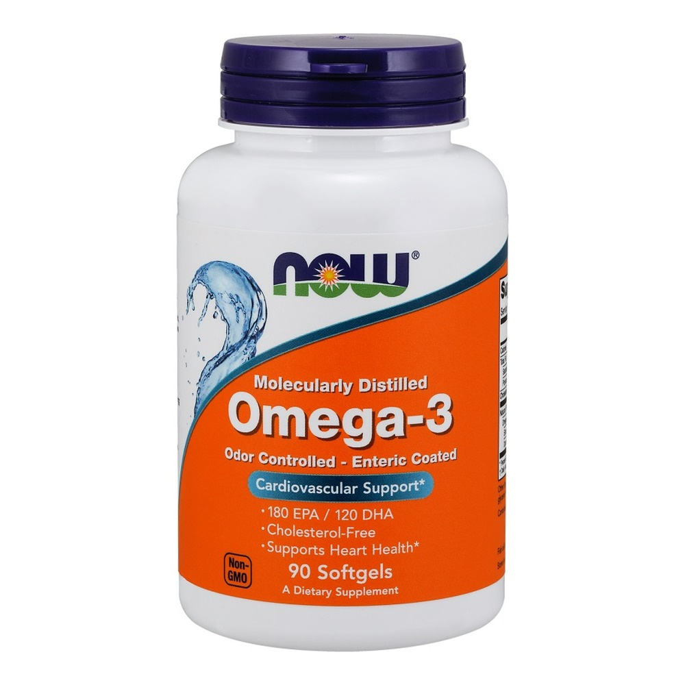 NOW Foods Molecularly Distilled Omega-3 Odor Controlled Enteric Coated 90 Kapsułek