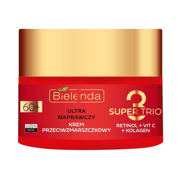 Bielenda Super Trio Retinol Vit C Collagen Ultra Naprawczy Krem Przeciwzmarszczkowy 60+ na Dzień i na Noc 50ml