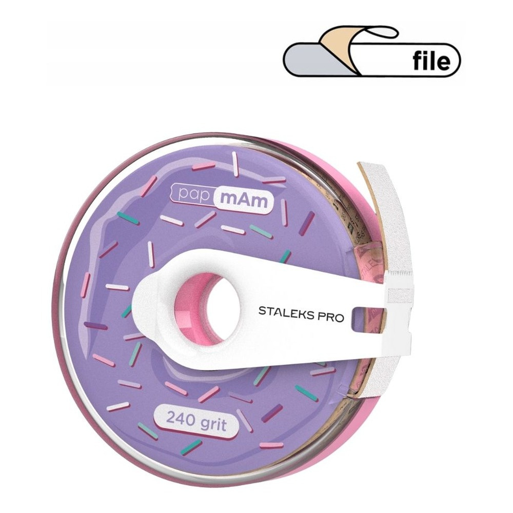 Staleks Pro Expert PapmAm Disposable White Abrasive Tape In Plastic Case  240 Grit ATC-240w 7m