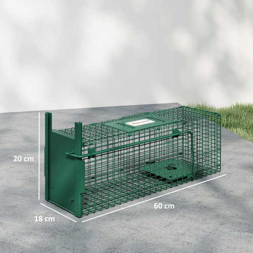 Outsunny Metal Rat Trap with Single Door, for Small Animals, Dark Green