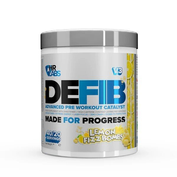 HR Labs Defib V3 Advanced Pre Workout for Energy and Focus Lemon Fizz Bombs 440g