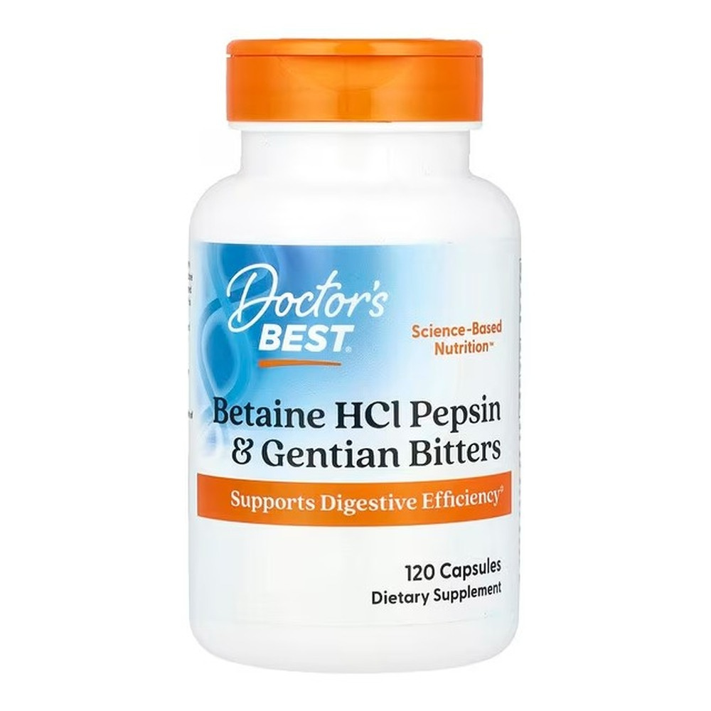 Doctor's Best Betaine HCl Pepsin & Gentian Bitters Capsules 120 caps