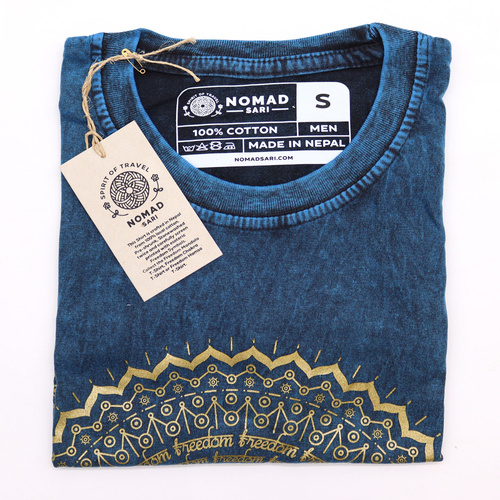Small Stone Washed T-Shirt - Mandala - Blue