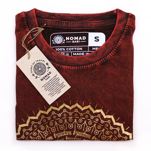 Small Stone Washed T-Shirt - Mandala - Maroon