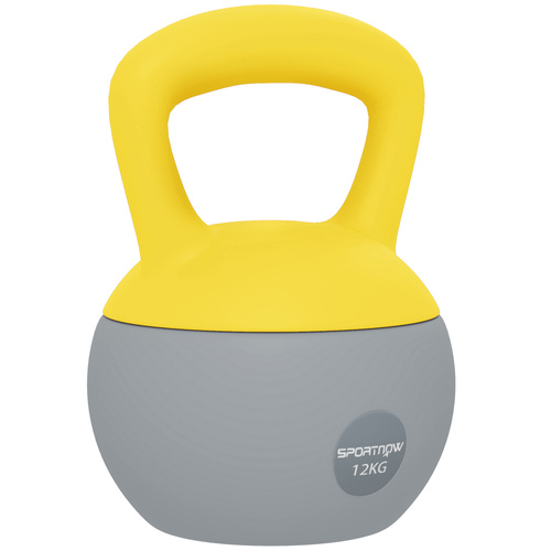 SPORTNOW 12KG Soft Kettlebell, Kettlebell with Non-Slip Handle for Home Gym, Weight Lifting, Strength Training, Yellow/Grey