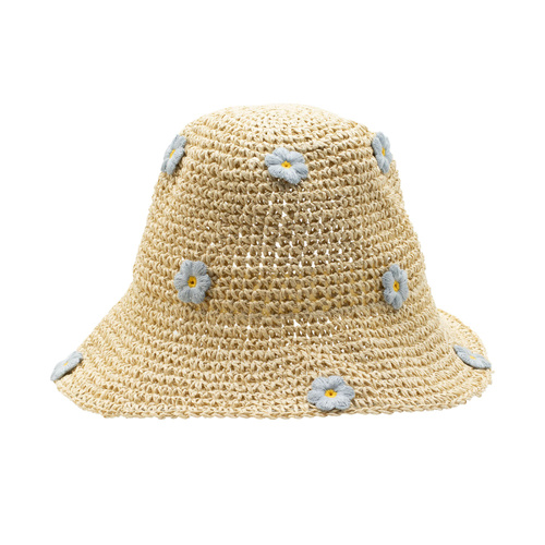 Nomad Sari Floppy Straw Sun Hat - Coffee & Daisies