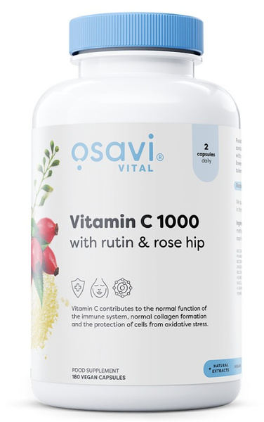 Osavi Vitamin C1000 with Rutin & Rose Hip 180 vegan caps for immune support