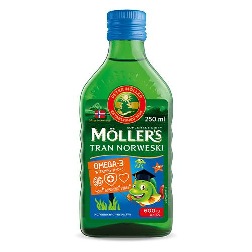 Mollers Tran Norweski O Aromacie Owocowym Odporność 600 IU witaminy D3 250 ml