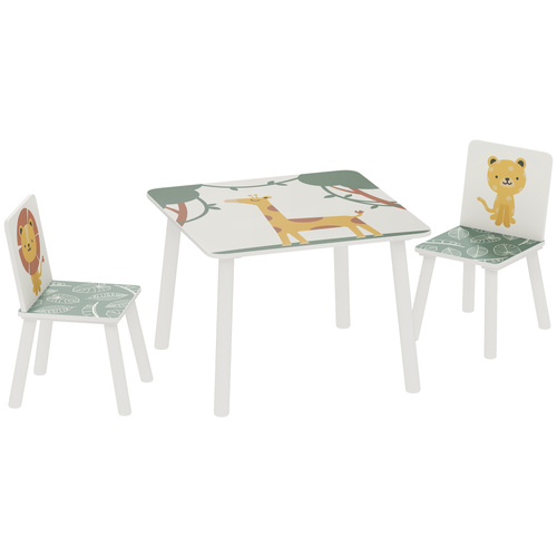 AIYAPLAY 3-Piece Toddler Table and Chair Set, Kids Table with 2 Chairs Set for Bedroom, Nursery, Playroom, Green