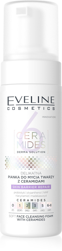 Eveline 6 Ceramides Gentle Face Washing Foam with Ceramides for Dry and Sensitive Skin 150ml
