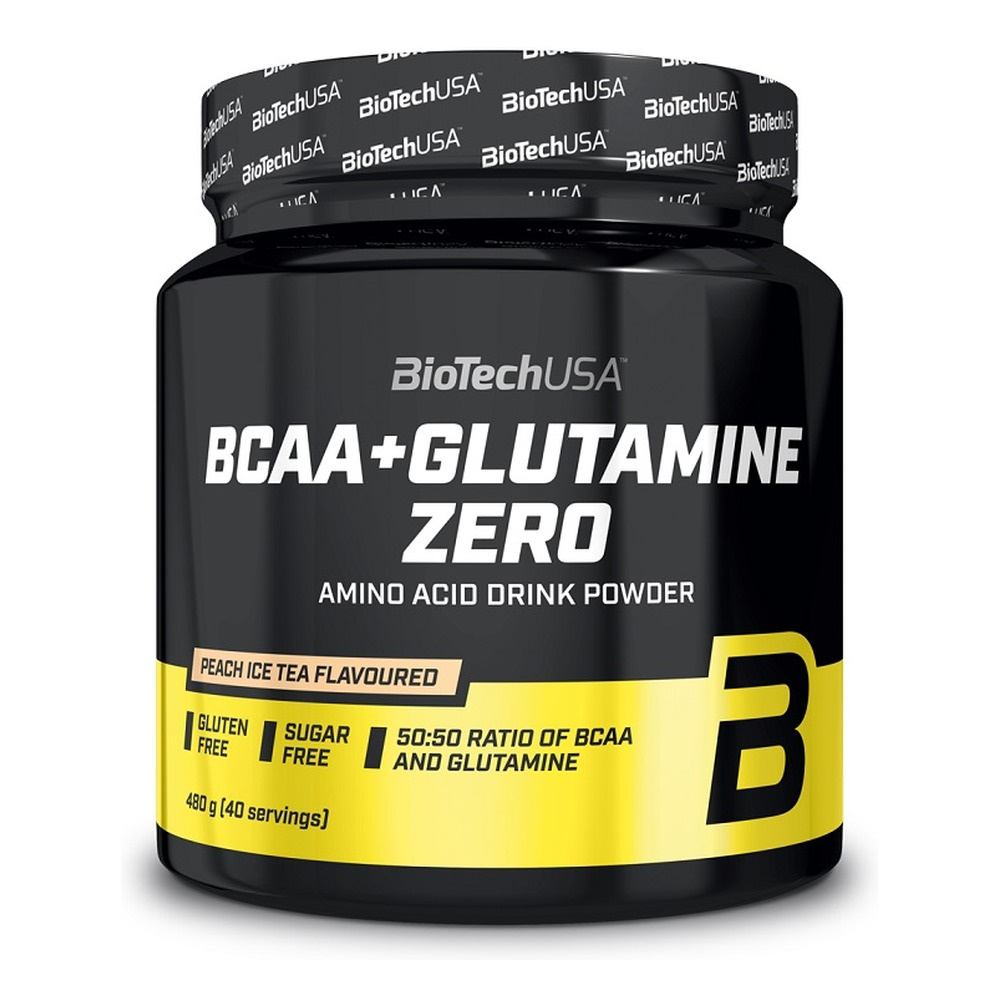 BioTechUSA BCAA + Glutamine Zero BCAA i L-glutamina, Brzoskwiniowa herbata mrożona 480g