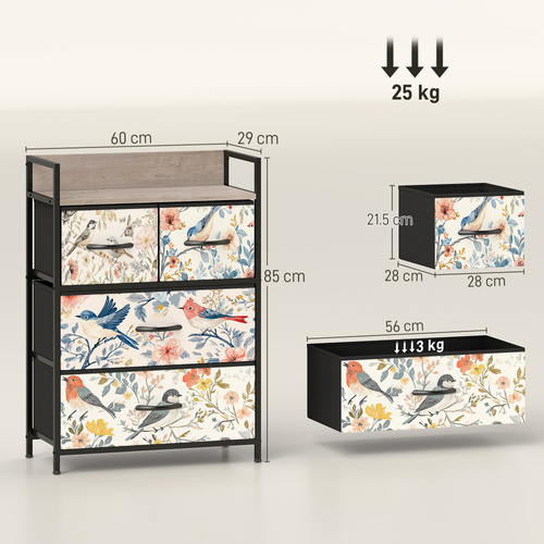 HOMCOM 4-Drawer Chest of Drawers - White