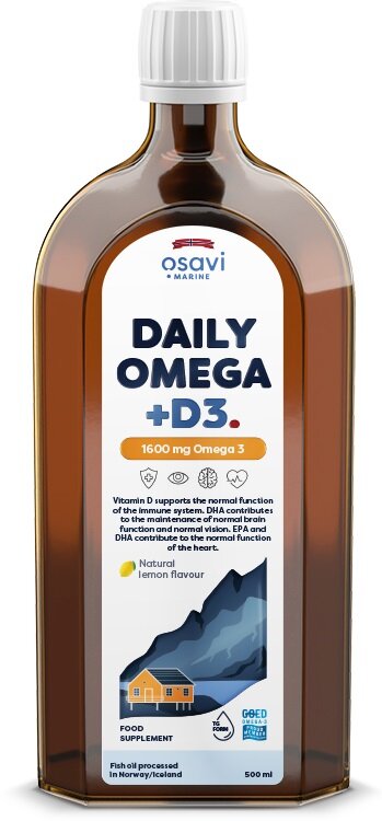 Osavi Daily Omega D3 1600mg Omega 3 500 ml na Wsparcie Serca i Odporności