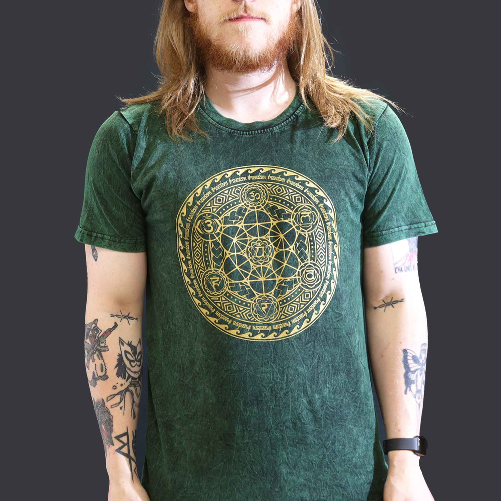 Large Stone Washed T-Shirt - Chakra - Green