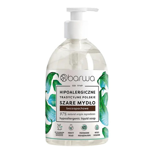 Barwa Hypoallergenic Traditional Polish Gray Soap for Sensitive Skin Prone to Allergies 500ml
