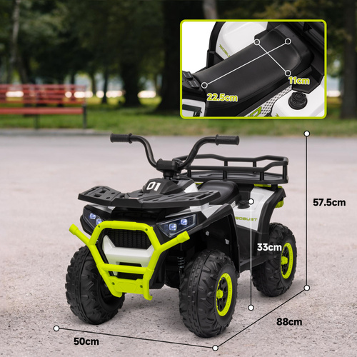 AIYAPLAY 12V Kids Electric Ride on ATV, Battery-Powered Quad Bike w/ Spring Suspension, Forward Backward, Storage Basket, Green