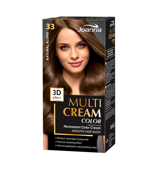 Joanna Multi Cream Color 3D Effect Hair Dye with Long-Lasting Effect No. 33 Natural Blonde 1 Piece