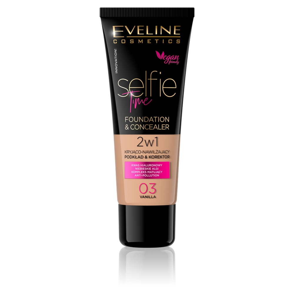 Eveline Selfie Time Foundation Concealer Covering Moisturizing Skin No 03 Vanilla 30ml