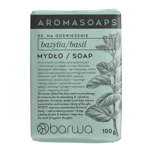 Barwa Aroma Soaps Na Odświeżenie Mydło w Kostce Bazylia do Codziennego Stosowania 100g