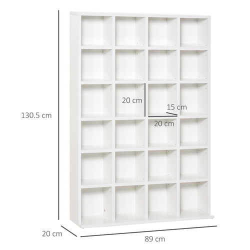 HOMCOM CD Storage Unit with Adjustable Shelves, 89 x 130.5 cm, White