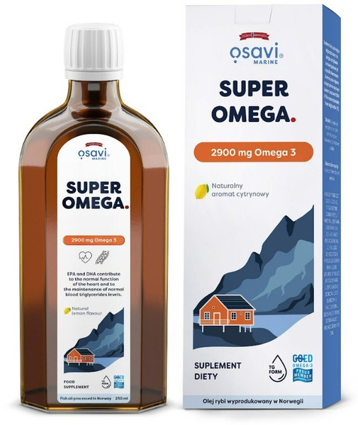 Osavi Super Omega 2900mg Omega 3 Olej Rybi w Płynie na Serce i Mózg 250ml