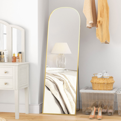 HOMCOM 162cm Aluminium Frame Standing Mirror - Gold