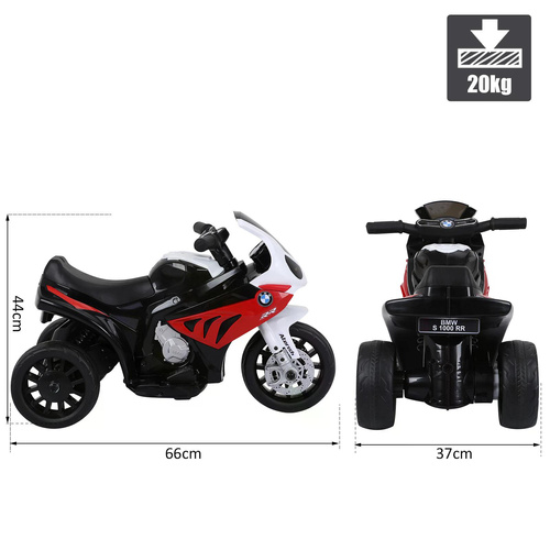HOMCOM Electric Motorbike for Kids Ride on BMW Motorbike W/Headlights and Music, 6 V-Red