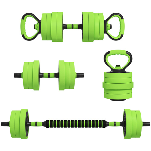 SPORTNOW 40kg 4-In-One Adjustable Weight Dumbbells Set, Barbell, Kettlebell, Push Up Stand - Green