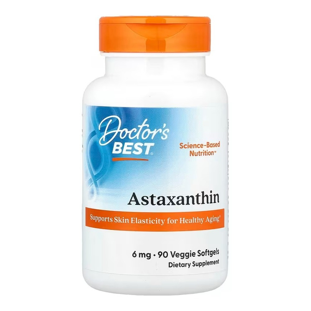 Doctor's Best Astaxanthin with AstaReal 6mg For Healthy Aging and Skin Elasticity 90 Veggie Softgels