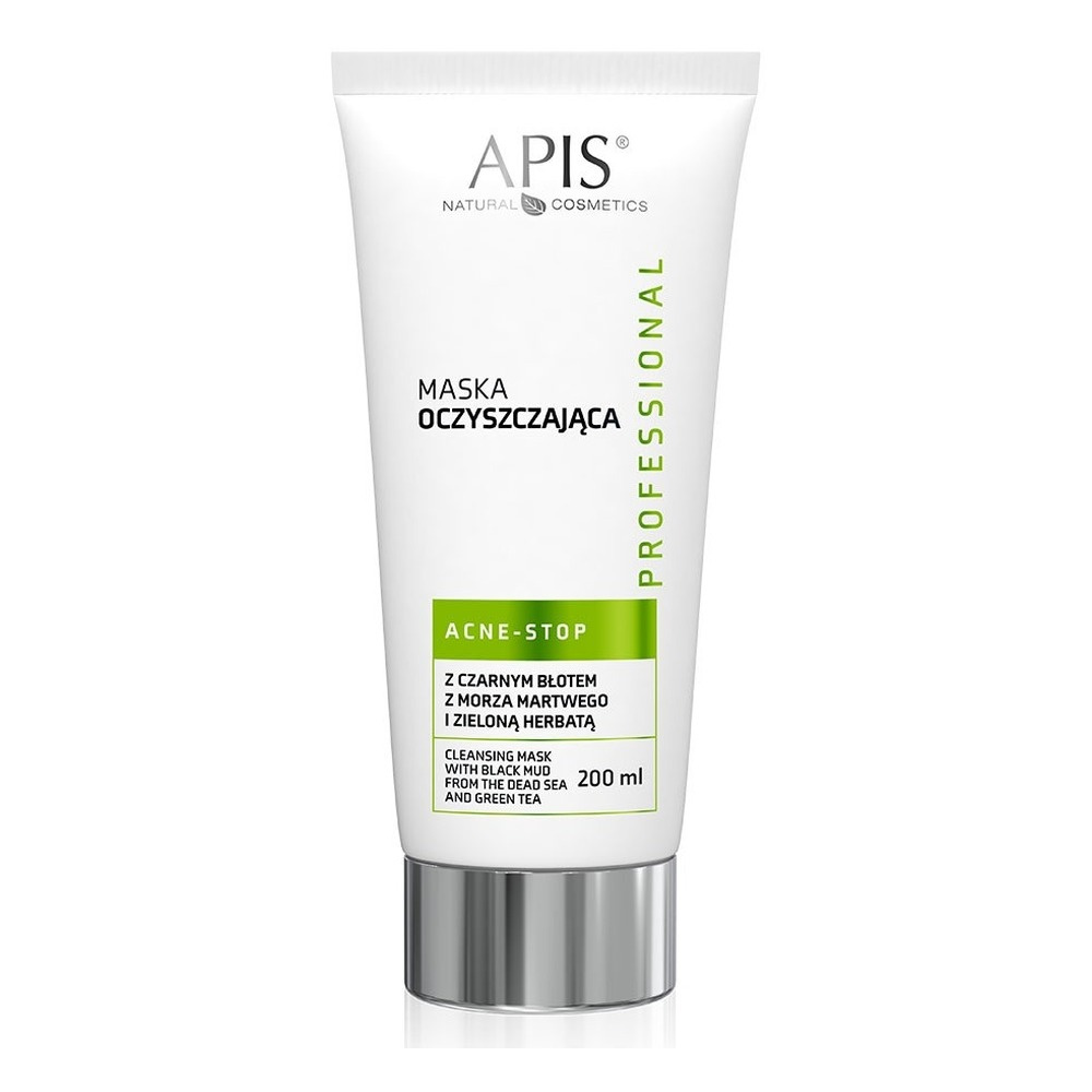 Apis Professional Acne Stop Maska Oczyszczająca z Czarnym Błotem z Morza Martwego i Zieloną Herbatą dla Skóry Trądzikowej Tłustej i Mieszanej 200ml