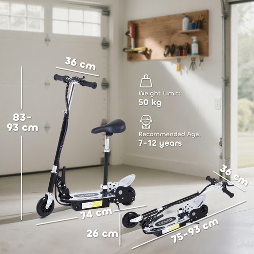 HOMCOM Foldable Powered Scooter with Adjustable Seat, Brake, Black