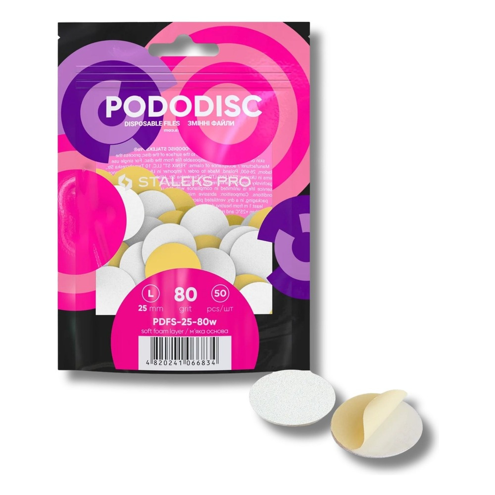 Staleks Pro Wymienne Pilniki Białe na Miękkiej Bazie do Dysku do Pedicure PODODISC L EXPERT 50 Sztuk